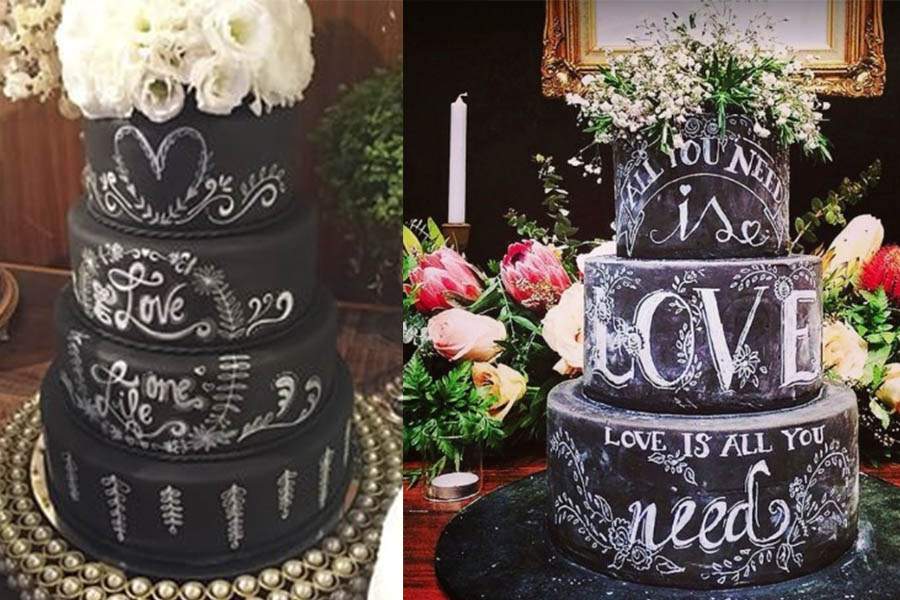 Bolos Decorados: Bolo Decorado Chalkboard com flores e renda